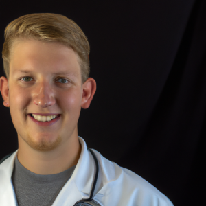 a professional and visually appealing image of a young happy smiling caucasian doctor with white teeth