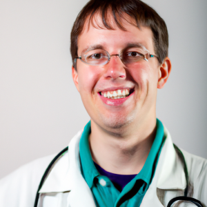 a professional and visually appealing image of a young happy smiling caucasian doctor with white teeth 737 300x300