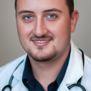 a professional and visually appealing image of a young happy smiling caucasian doctor with white teeth