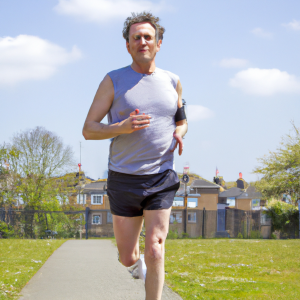 a professional appealing image of a caucasian man or woman jogging on a sunny day 370 300x300