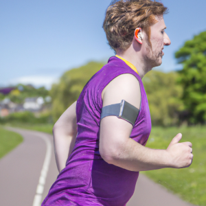 a professional appealing image of a caucasian man or woman jogging on a sunny day 421 300x300