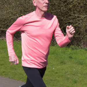 a professional appealing image of a caucasian man or woman jogging on a sunny day