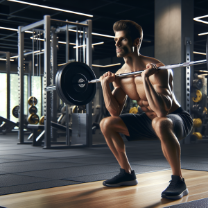 a photo realistic professionally appealing image of a good looking and athletic white man exercising in a gym 366 300x300