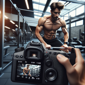 a photo realistic professionally appealing image of a good looking and athletic white man exercising in a gym