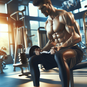 a photo realistic professionally appealing image of a good looking and athletic white man exercising in a gym 602 300x300