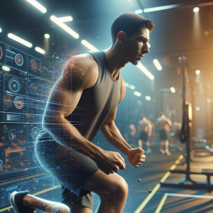 a photo realistic professionally appealing image of a good looking and athletic white man exercising in a gym