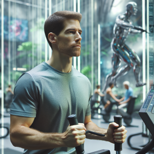 a photorealistic professional appealing image of a good looking and athletic caucasian man exercising in a gym