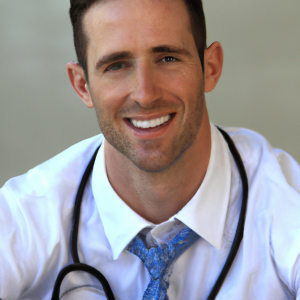 a professional and visually appealing good looking and atheletic image of a 35 to 45 year old happy smiling male caucasian doctor with white teeth 416 300x300