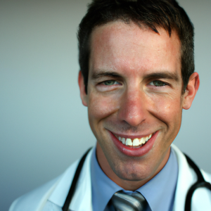 a professional and visually appealing good looking and atheletic image of a 35 to 45 year old happy smiling male caucasian doctor with white teeth 582 300x300