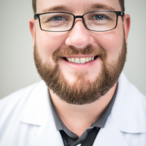 a professional and visually appealing image of a young happy smiling caucasian doctor with white teeth