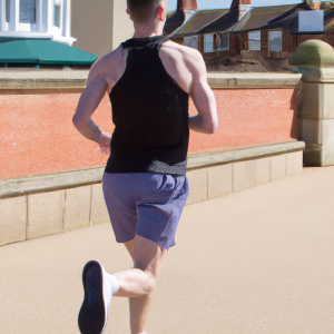 a professional appealing image of a caucasian man or woman jogging on a sunny day