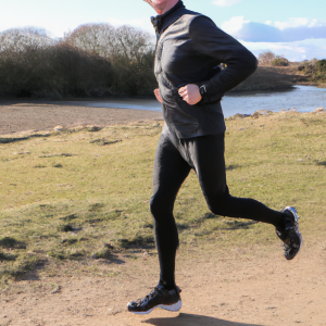 a professional appealing image of a caucasian man or woman jogging on a sunny day